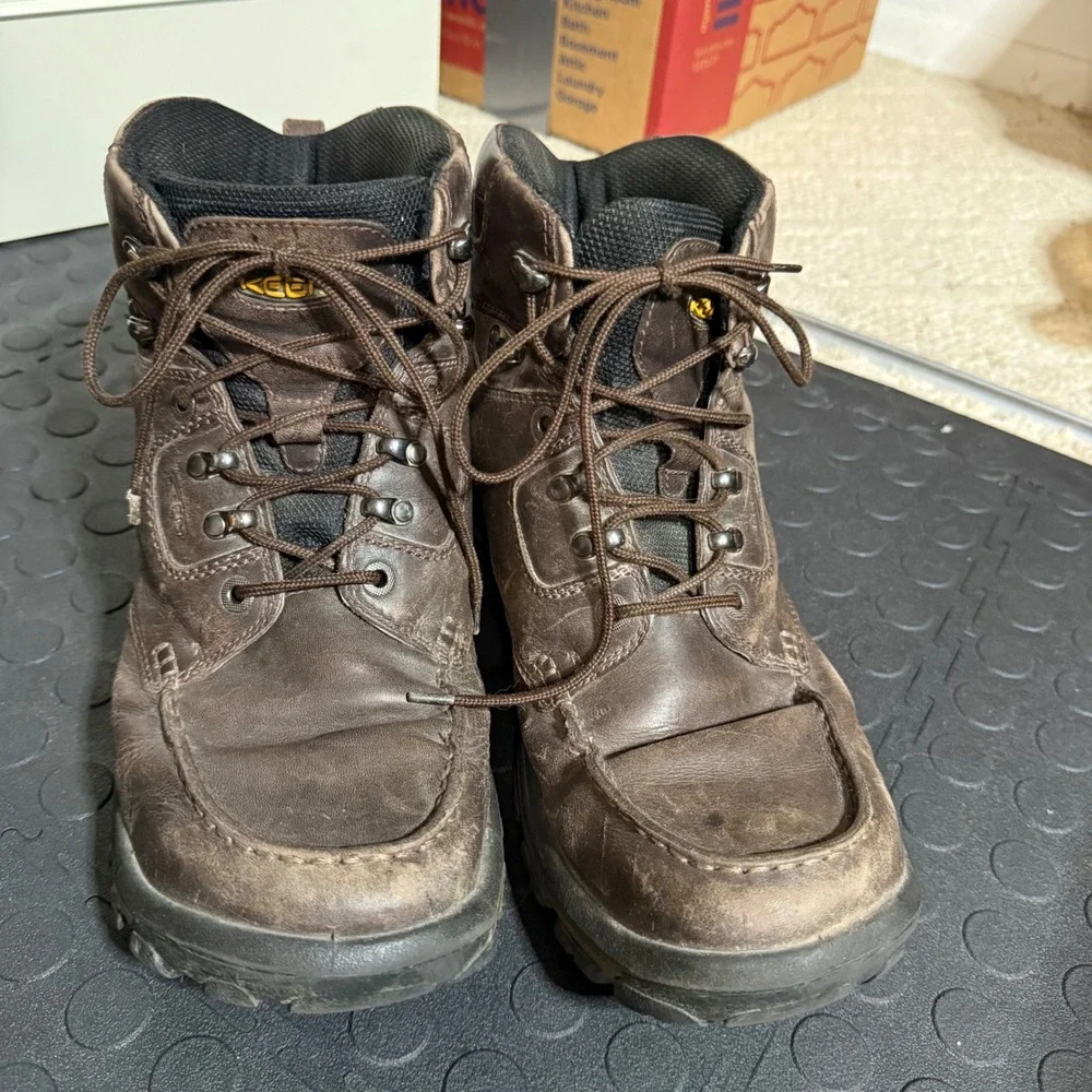 Keen Nopo Dry Waterproof Hiking Boots Mens 12 Brown Leather moc Toe USA Built
